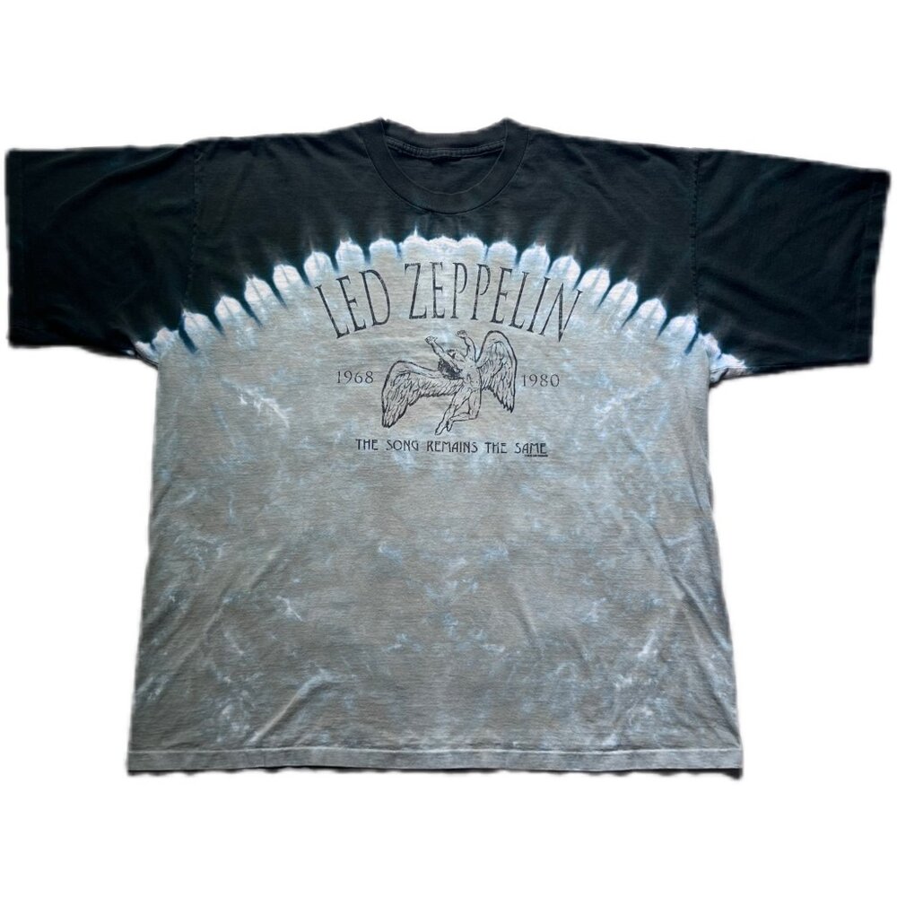 Authentic Rare Vintage Led Zeppelin Blue Ombre Tie-Dye Band Tee Rock T-shirt